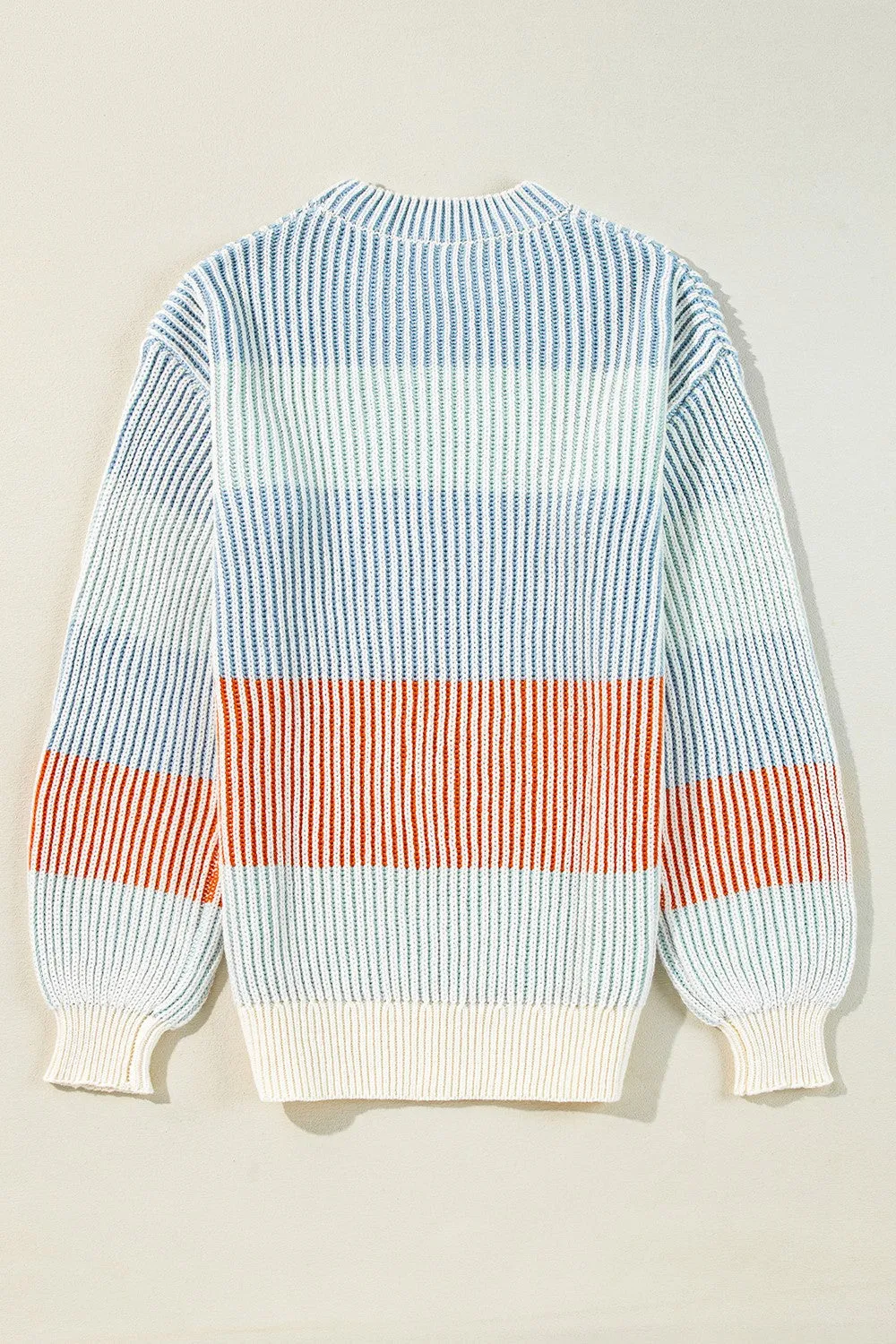 🌈 Striped Color Block Round Neck Long Sleeve Sweater 🌈