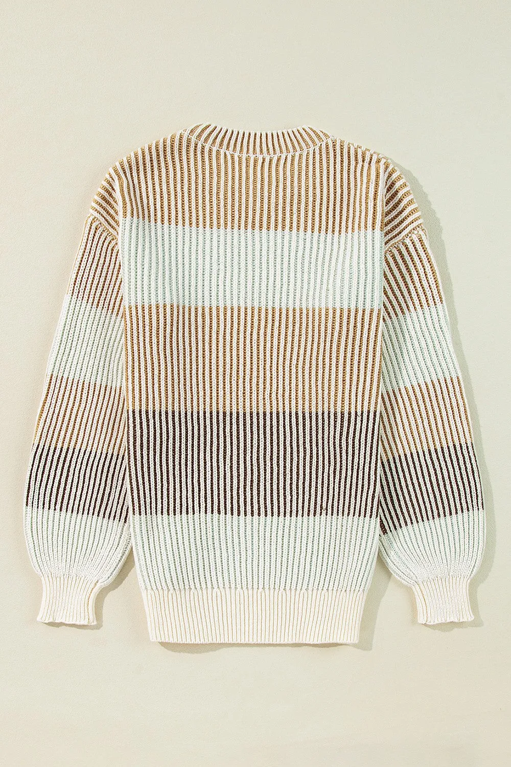 🌈 Striped Color Block Round Neck Long Sleeve Sweater 🌈