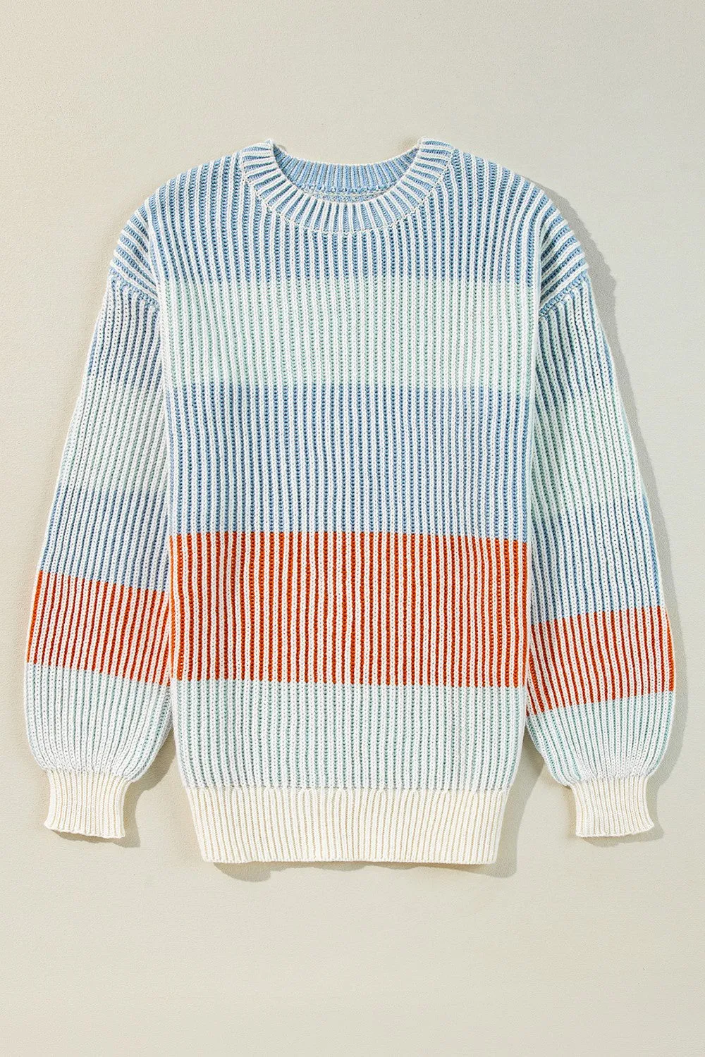 🌈 Striped Color Block Round Neck Long Sleeve Sweater 🌈