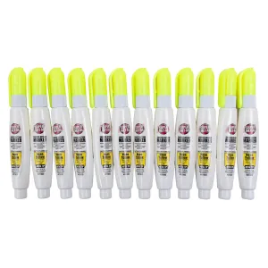 12 Pc Set Neon Yellow Super Met-Al Fine Tip Paint Marker Pens 1.4mm Stroke Weatherproof Metal Stone Rubber Plastic Glass for Auto Arts Craft