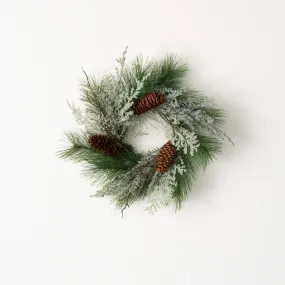 15"H Sullivans Mixed Cedar & Pine Christmas Mini Wreath, Green