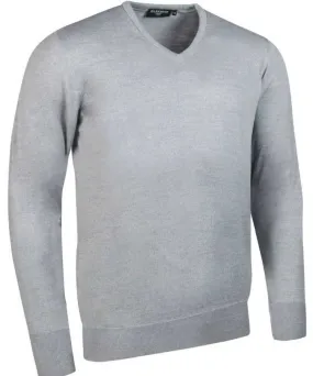 40% OFF GLENMUIR Mens Wilkie V-Neck Sweater - Fine Merino Wool - Light Grey