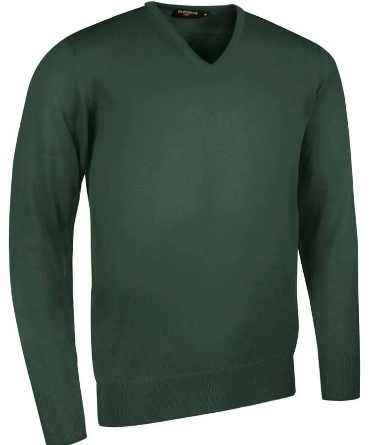 40% OFF GLENMUIR Mens Wilkie V-Neck Sweater - Fine Merino Wool - Light Grey