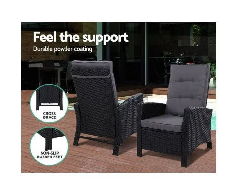 5 PC Rattan Recliner Setting