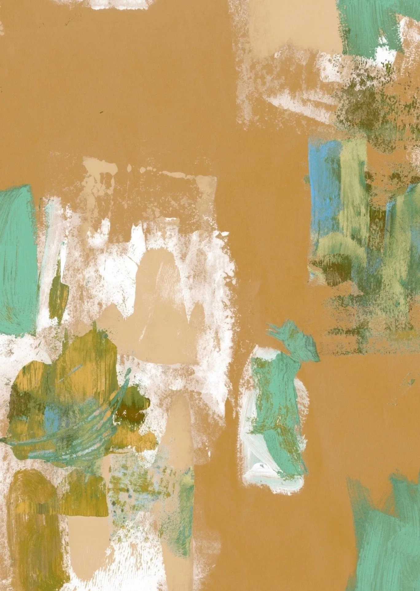 Abstract Painterly Print - Sand   mint