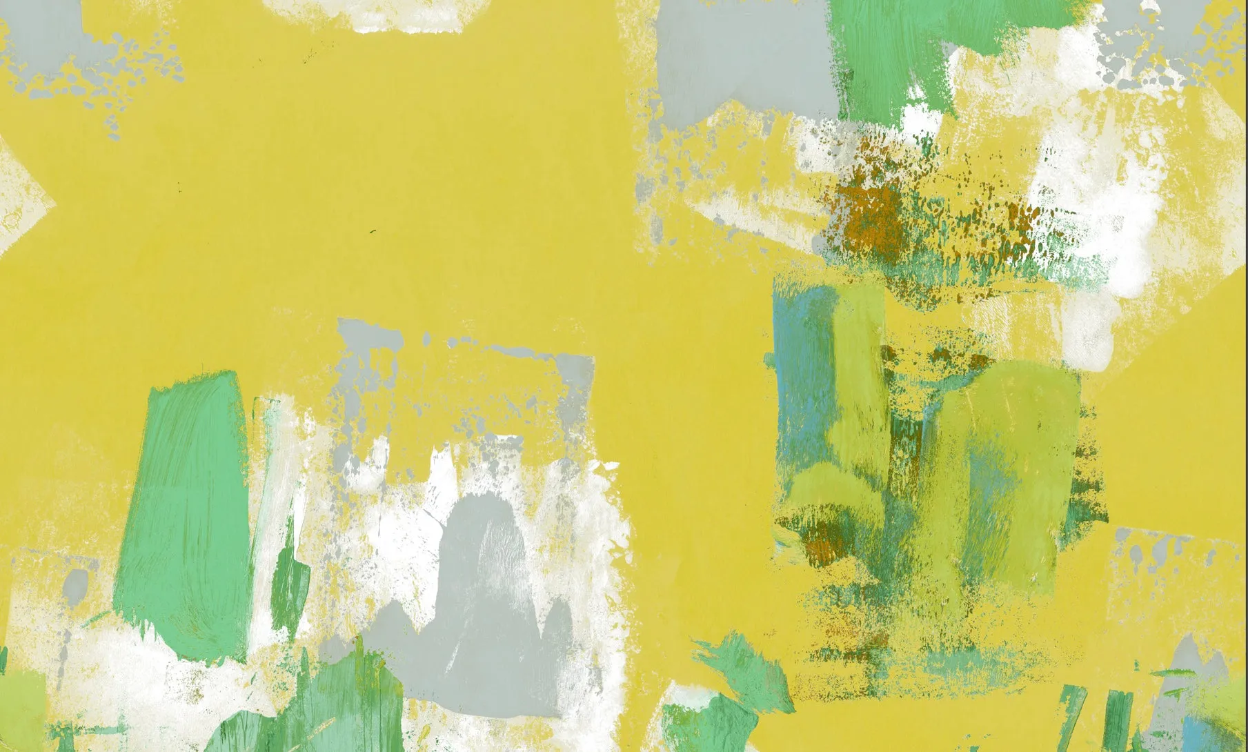 Abstract Painterly Wallpaper- Bright Yellow & Green