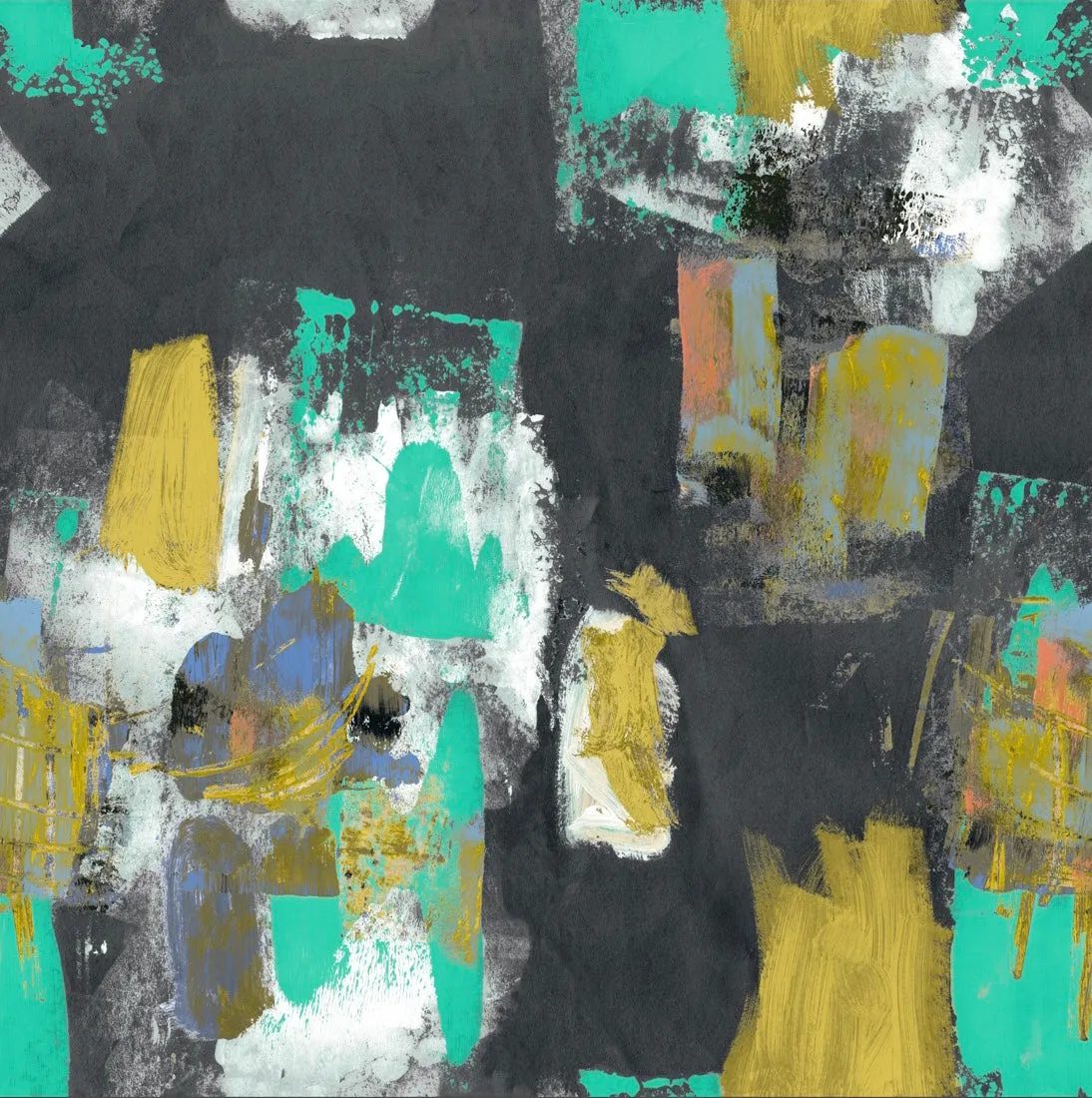 Abstract Painterly Wallpaper- Graphite   Jade