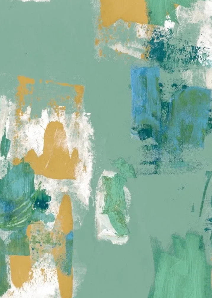 Abstract Painterly Wallpaper- Jade & Ochre