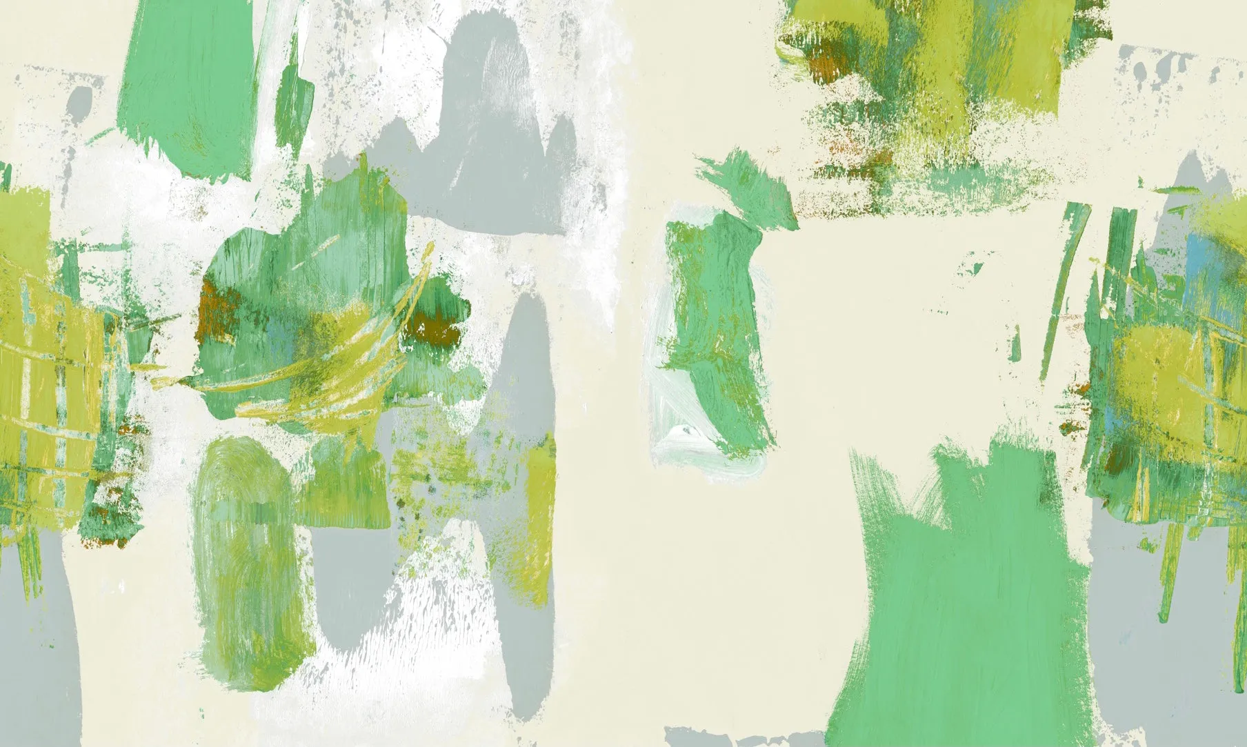 Abstract Painterly Wallpaper- Pastel Yellow & Green