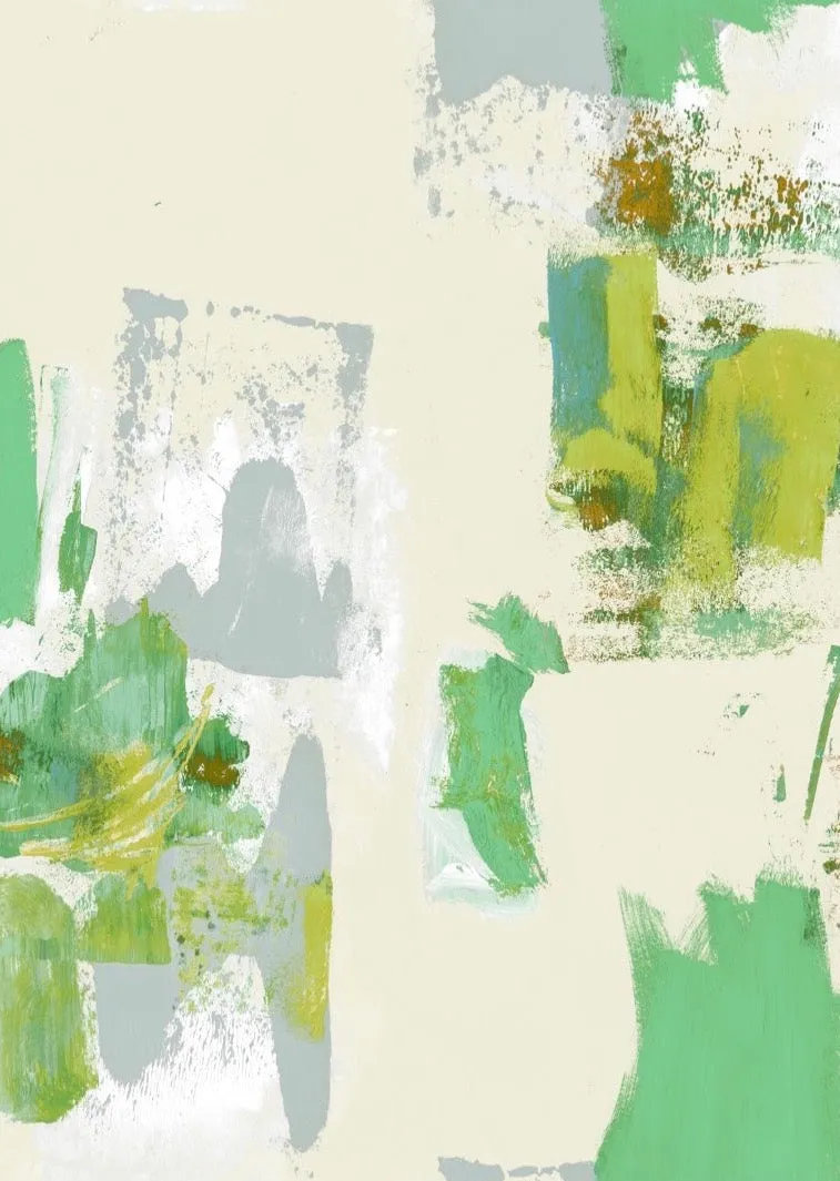 Abstract Painterly Wallpaper- Pastel Yellow & Green