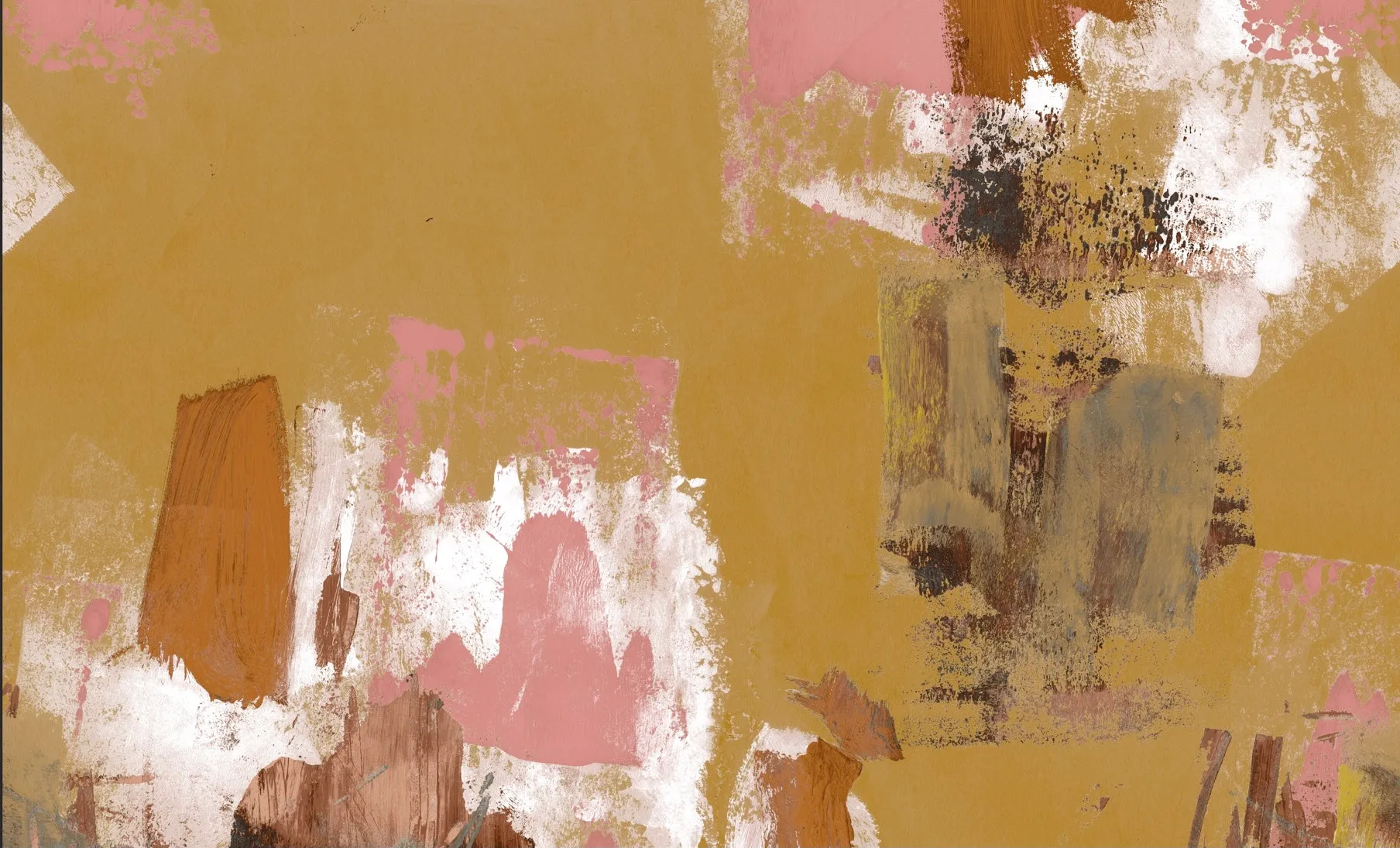 Abstract Painterly Wallpaper- Tan   Pink