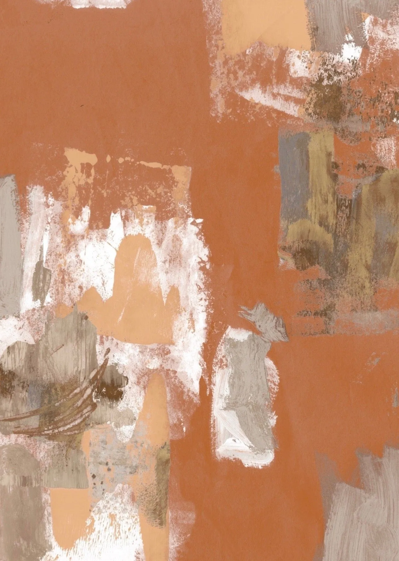 Abstract Painterly Wallpaper- Terracotta