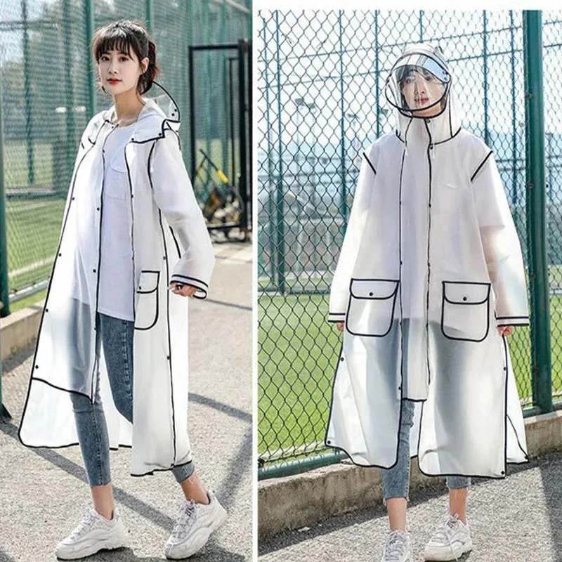 Adult Hooded Raincoat Outdoor Rainwear Transparent