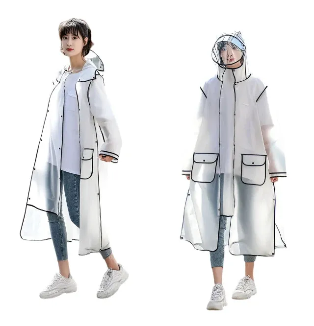 Adult Hooded Raincoat Outdoor Rainwear Transparent