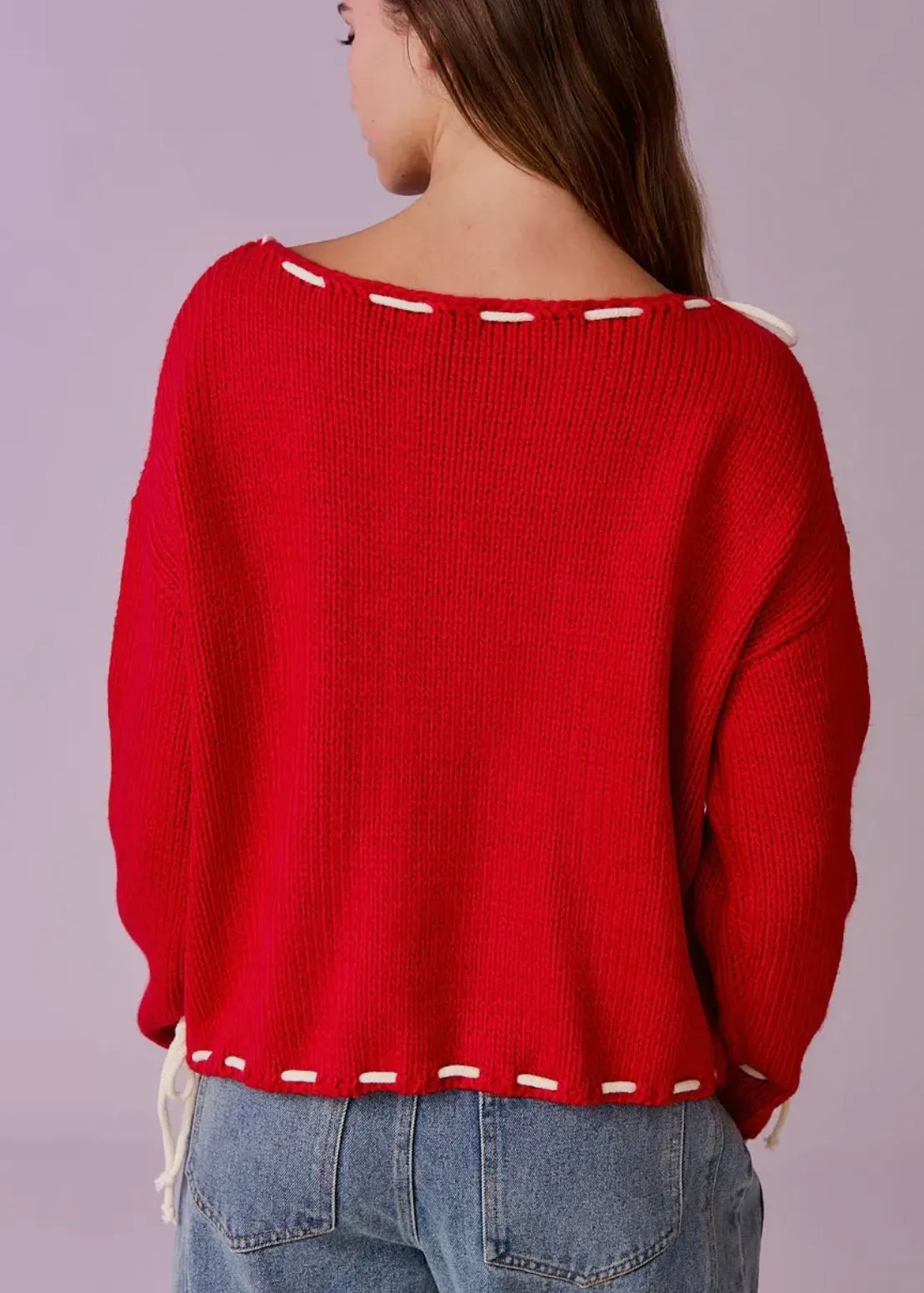 All Tied Up Bow Sweater | Red