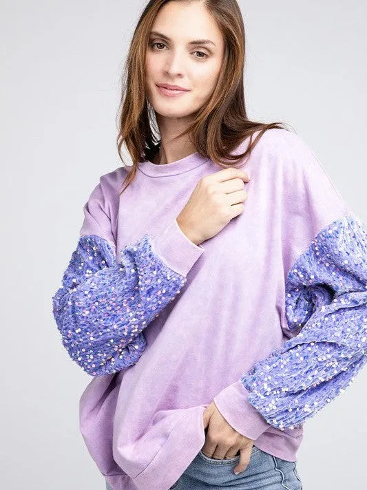 All Velvet and Sparkle Mineral Washed Long Sleeve Top