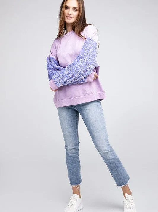 All Velvet and Sparkle Mineral Washed Long Sleeve Top