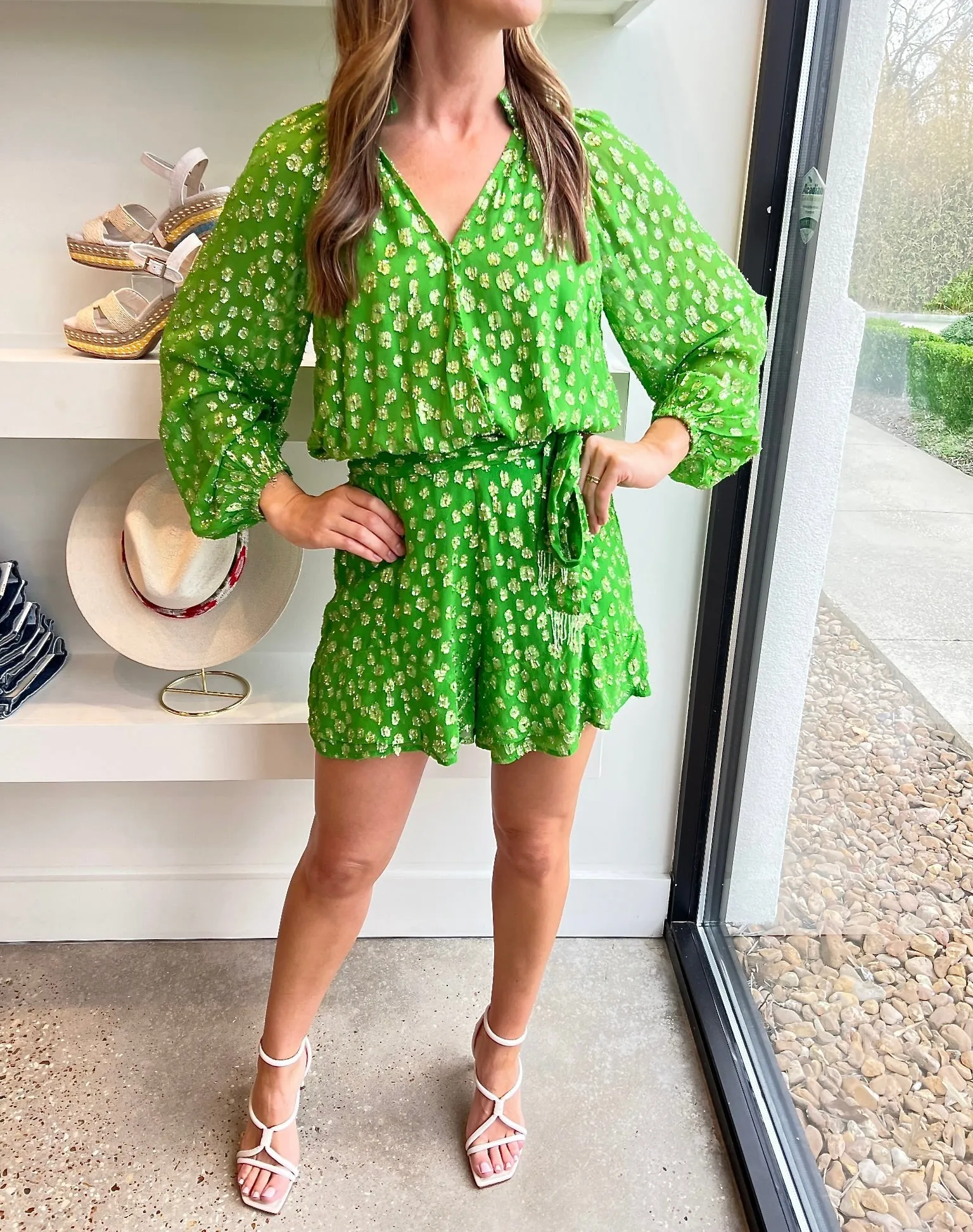 Apple Green Izzy Metallic Top/Short Set