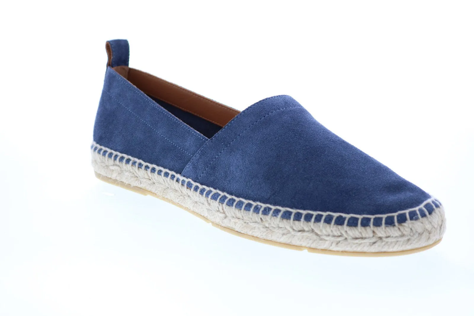 Aquatalia Leonardo Suede 34M0833-DEM Mens Blue Suede Loafers & Slip Ons Casual Shoes