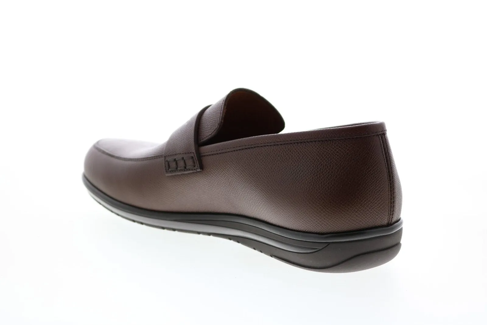 Aquatalia Nathan Mini Tumb Embosed Calf 34M0571-BRN Mens Brown Loafers & Slip Ons Penny Shoes