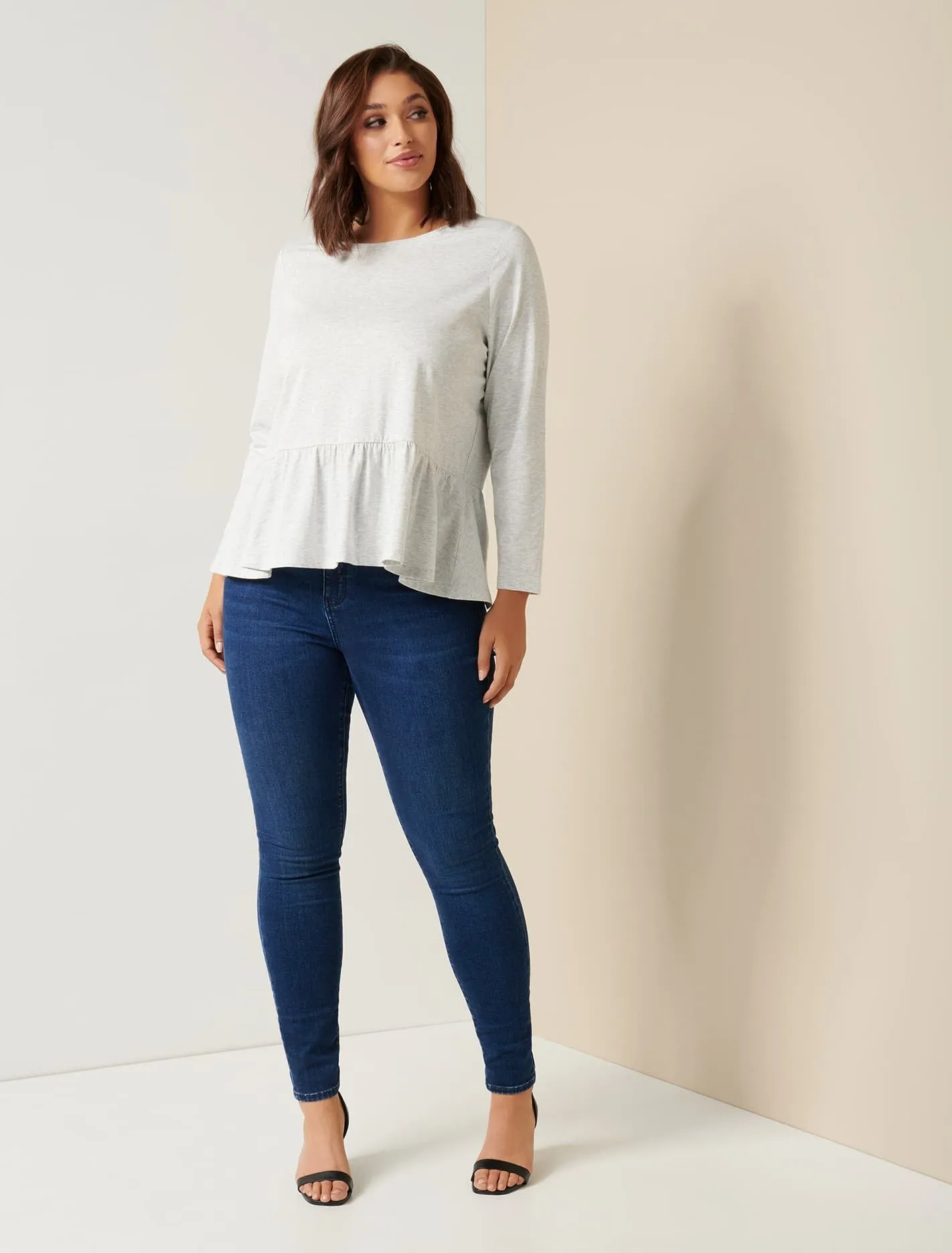 Arlie Curve Long Sleeve Peplum Tee