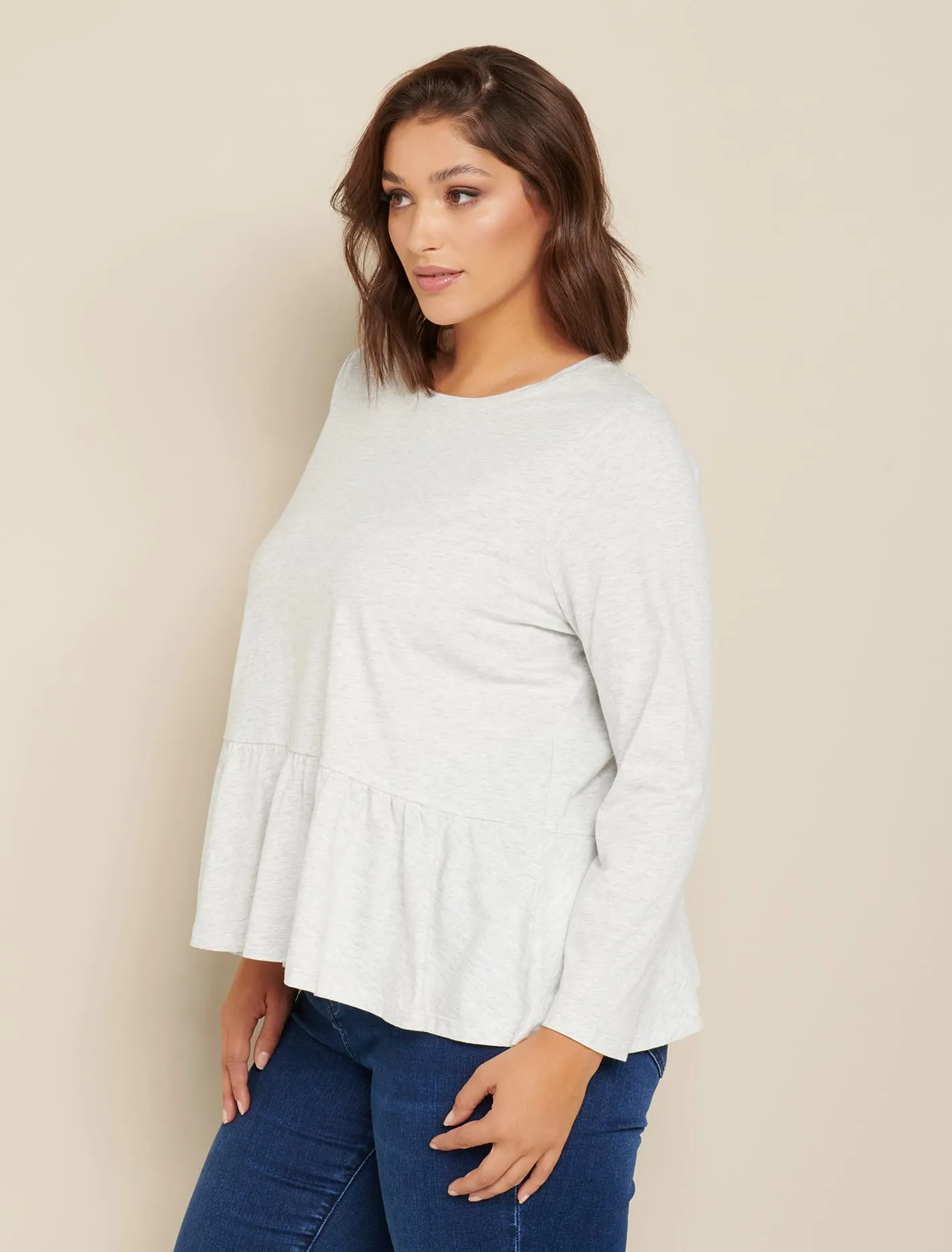 Arlie Curve Long Sleeve Peplum Tee