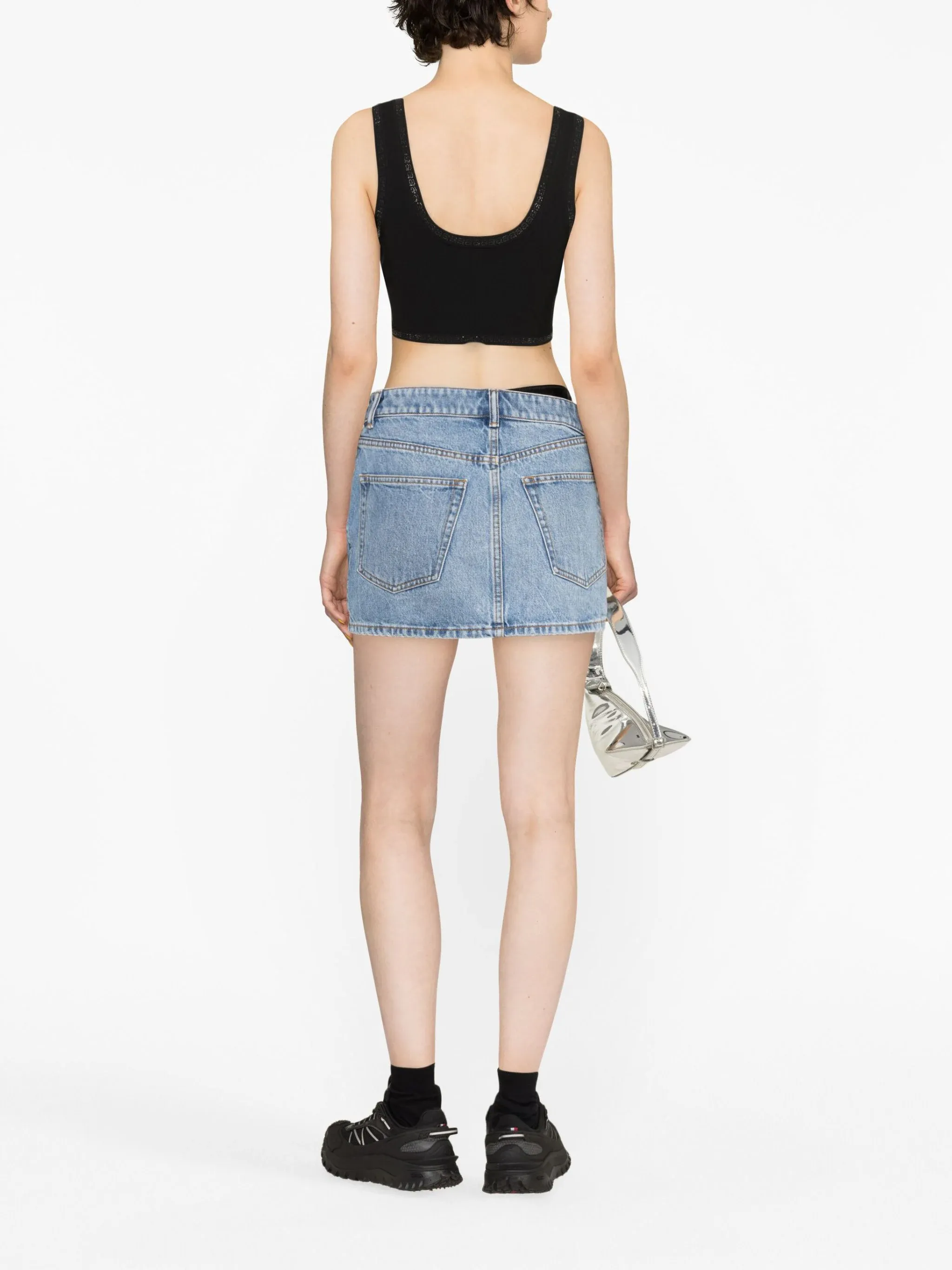 Asymmetric Bikini Layer Mini Skirt In Denim