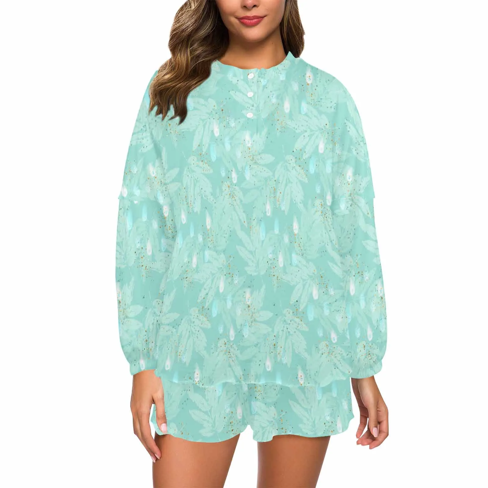 Australian Eucalyptus  Women's Long Sleeve Pajama Set with Shorts