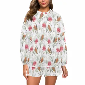 Australian Wattle 50  Women's Long Sleeve Pajama Set with Shorts