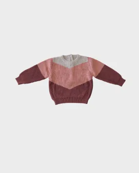 Babysprouts - Tri-Color Knit Sweater in Berry