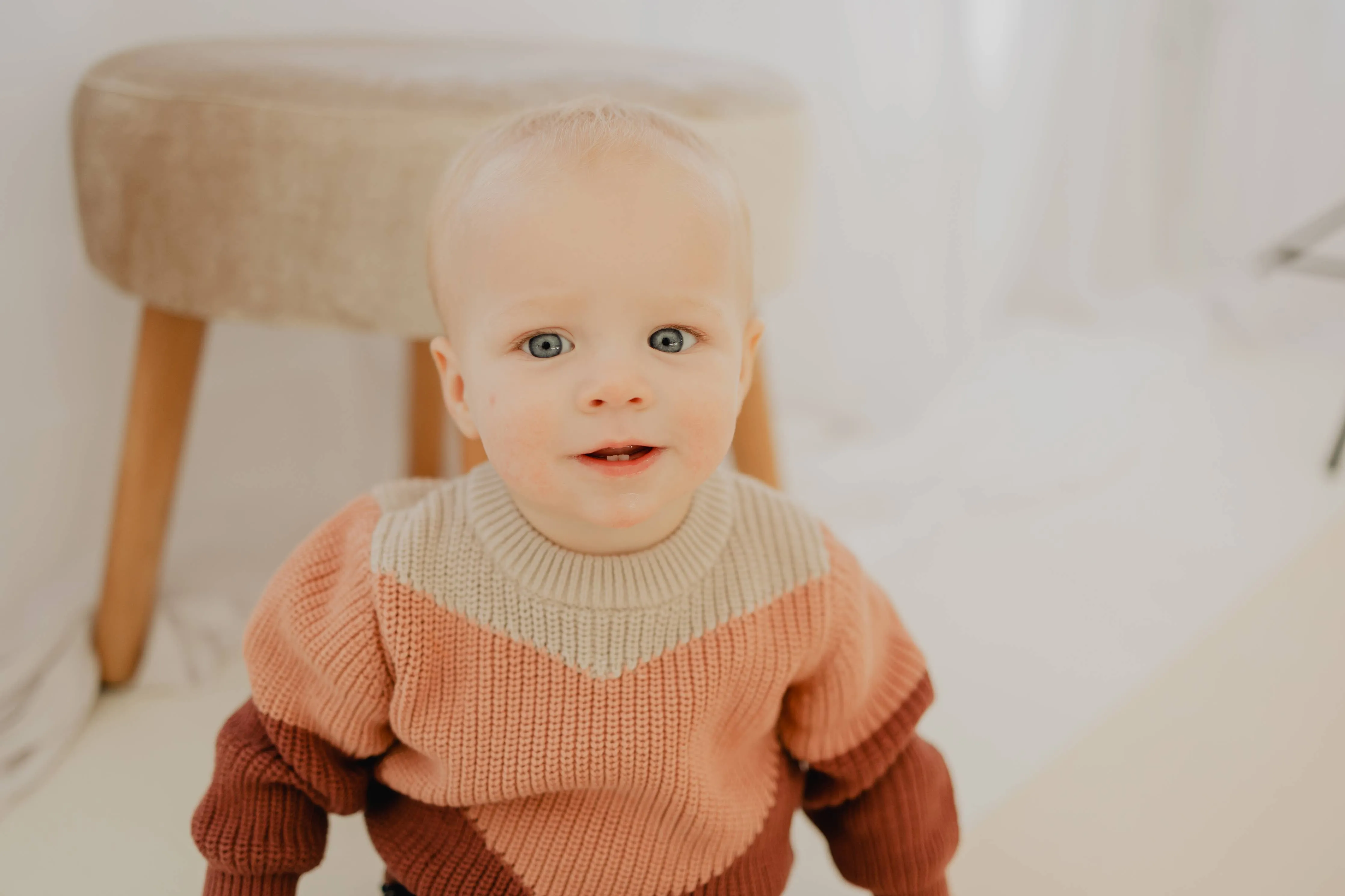 Babysprouts - Tri-Color Knit Sweater in Berry