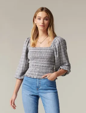 Bailey Shirred Check Top