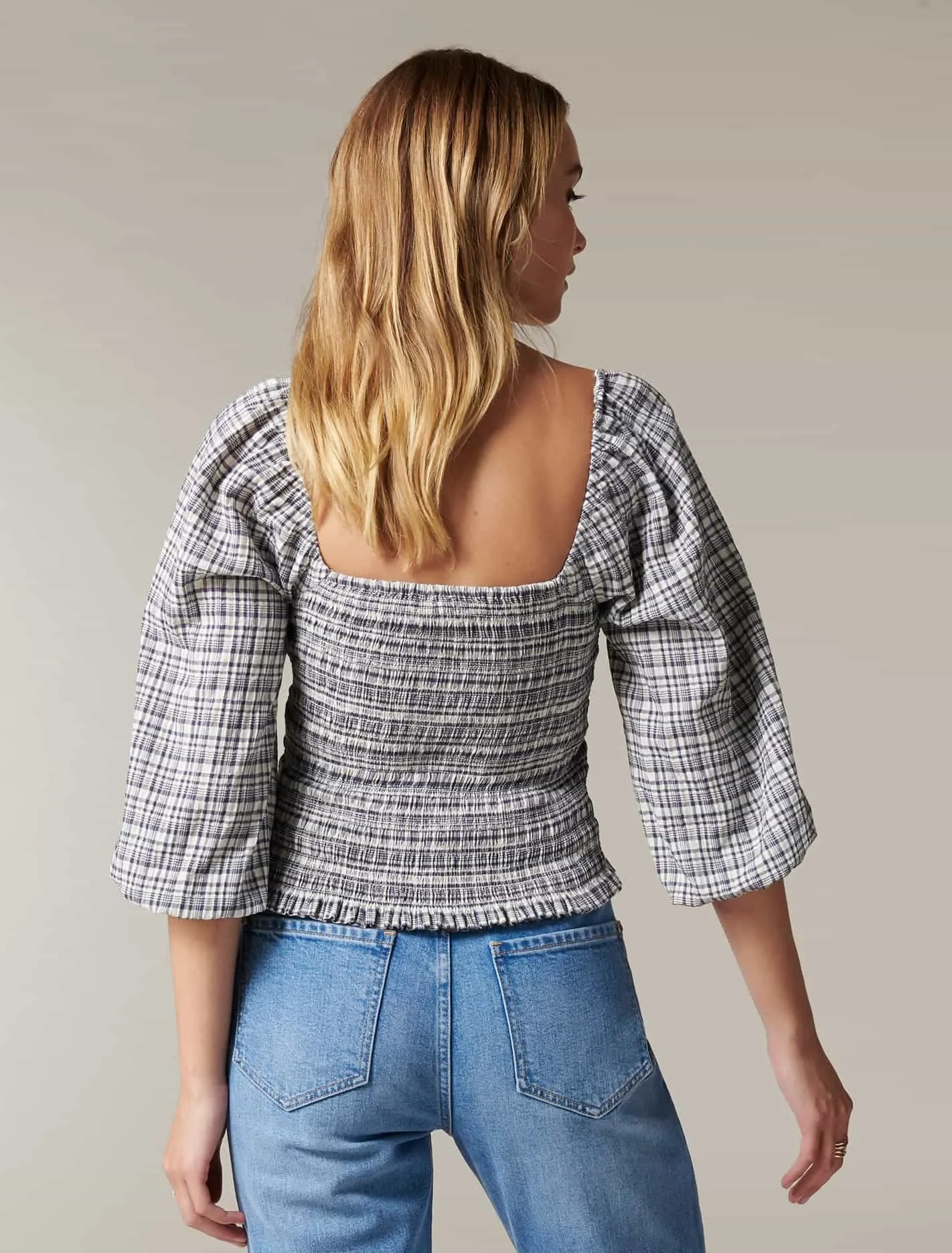 Bailey Shirred Check Top