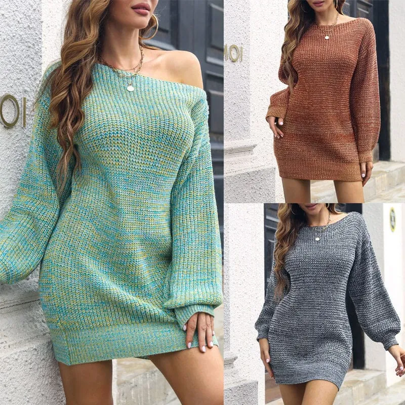 Balloon Sleeve Knit Sweater Dress