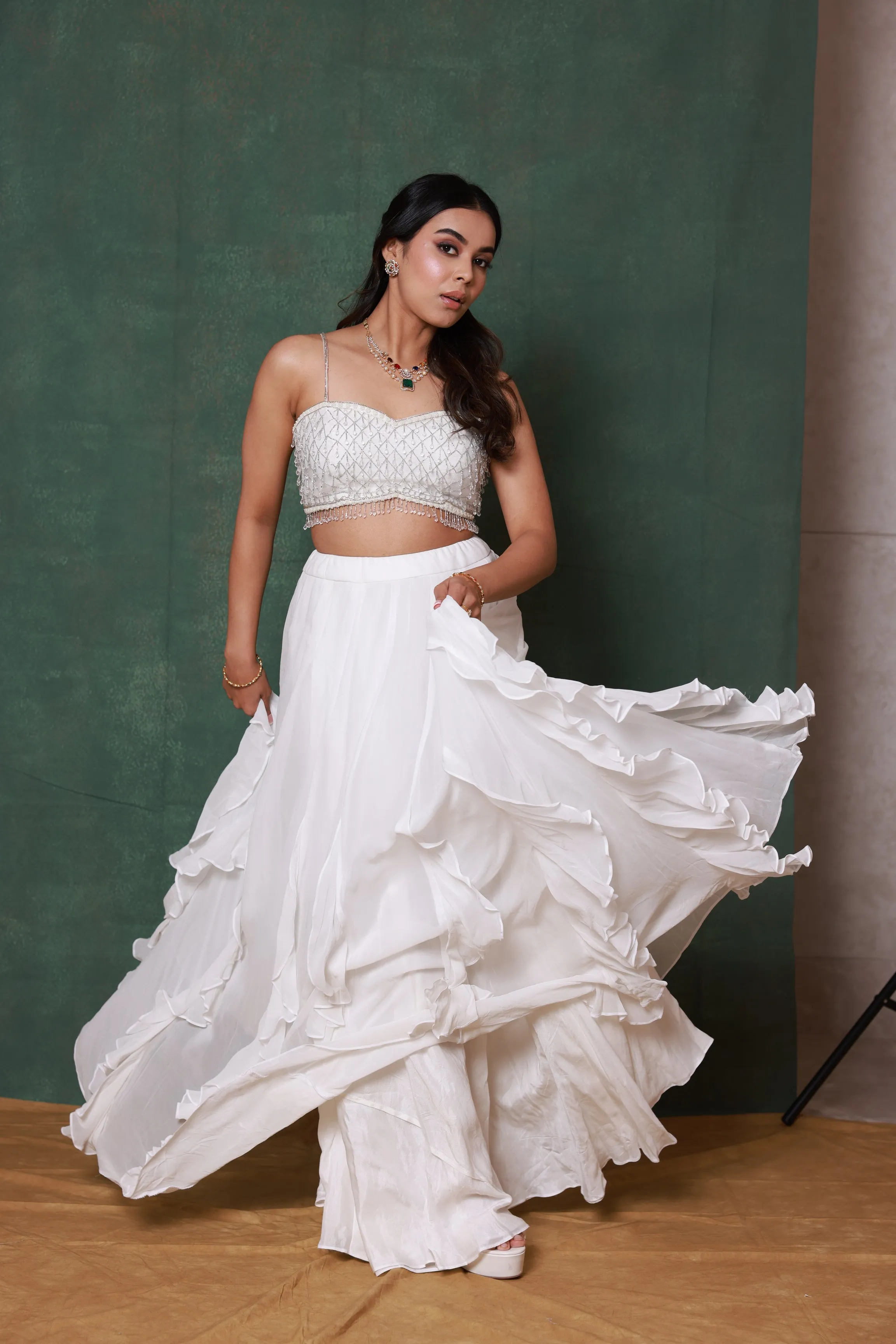 Bay Salt Ruffle Lehenga Set