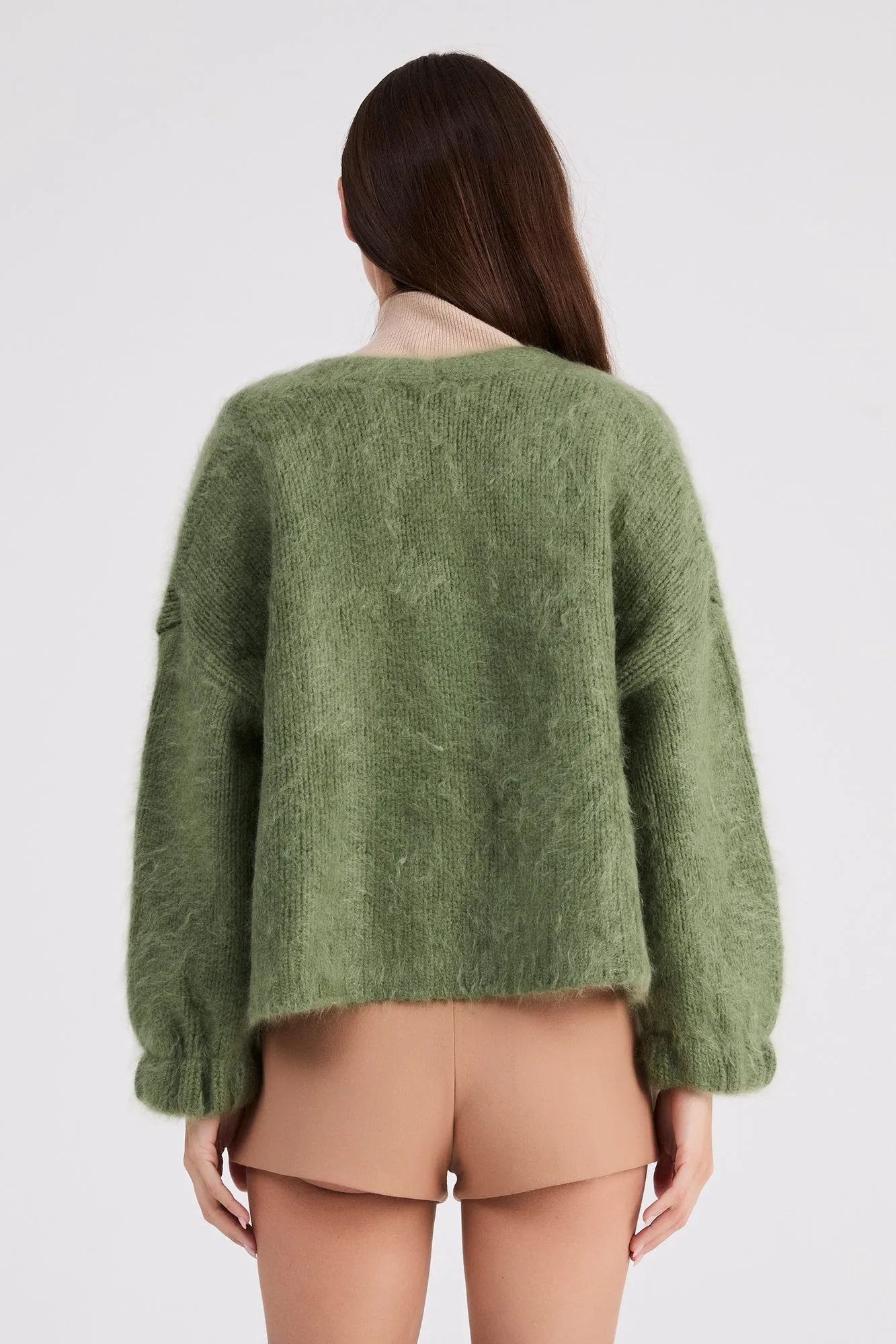   Beryll Anita Cashmere Cropped Cardigan | Kelp Green