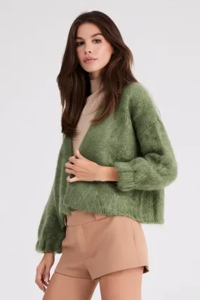   Beryll Anita Cashmere Cropped Cardigan | Kelp Green