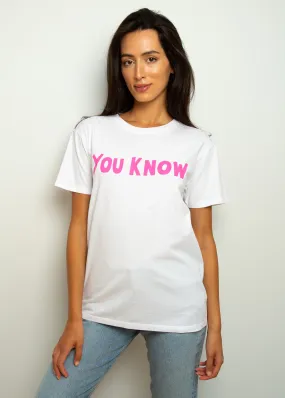 BF You Know Tee in White, Pink