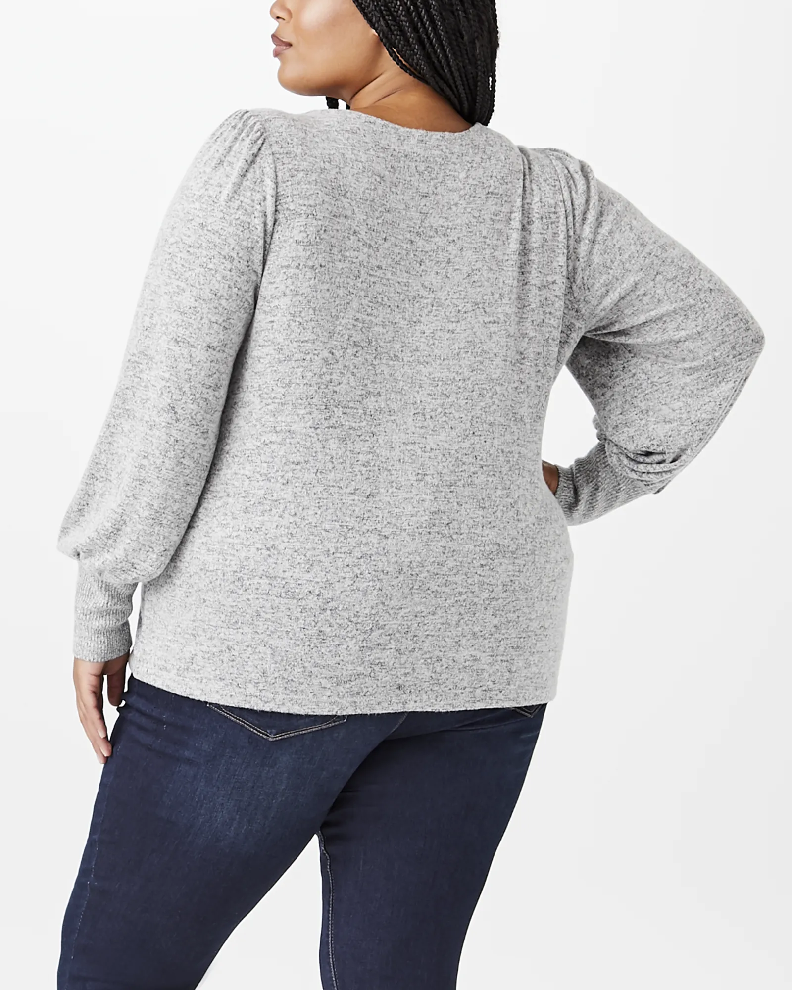 Blair Puff-Sleeve Sweater | Light Grey