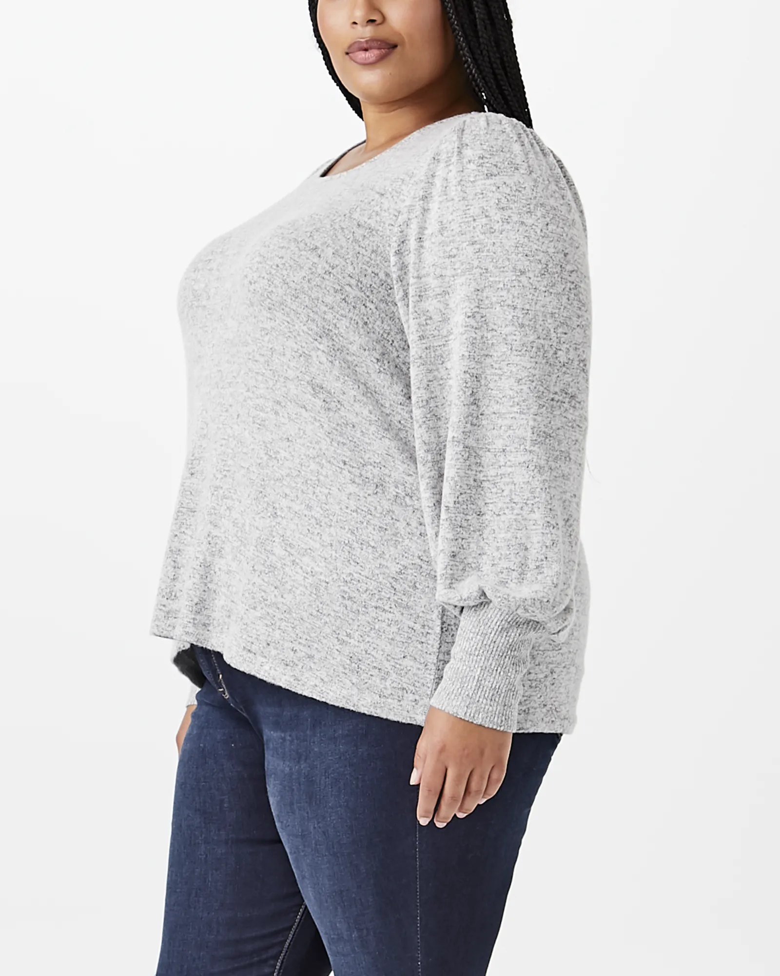 Blair Puff-Sleeve Sweater | Light Grey