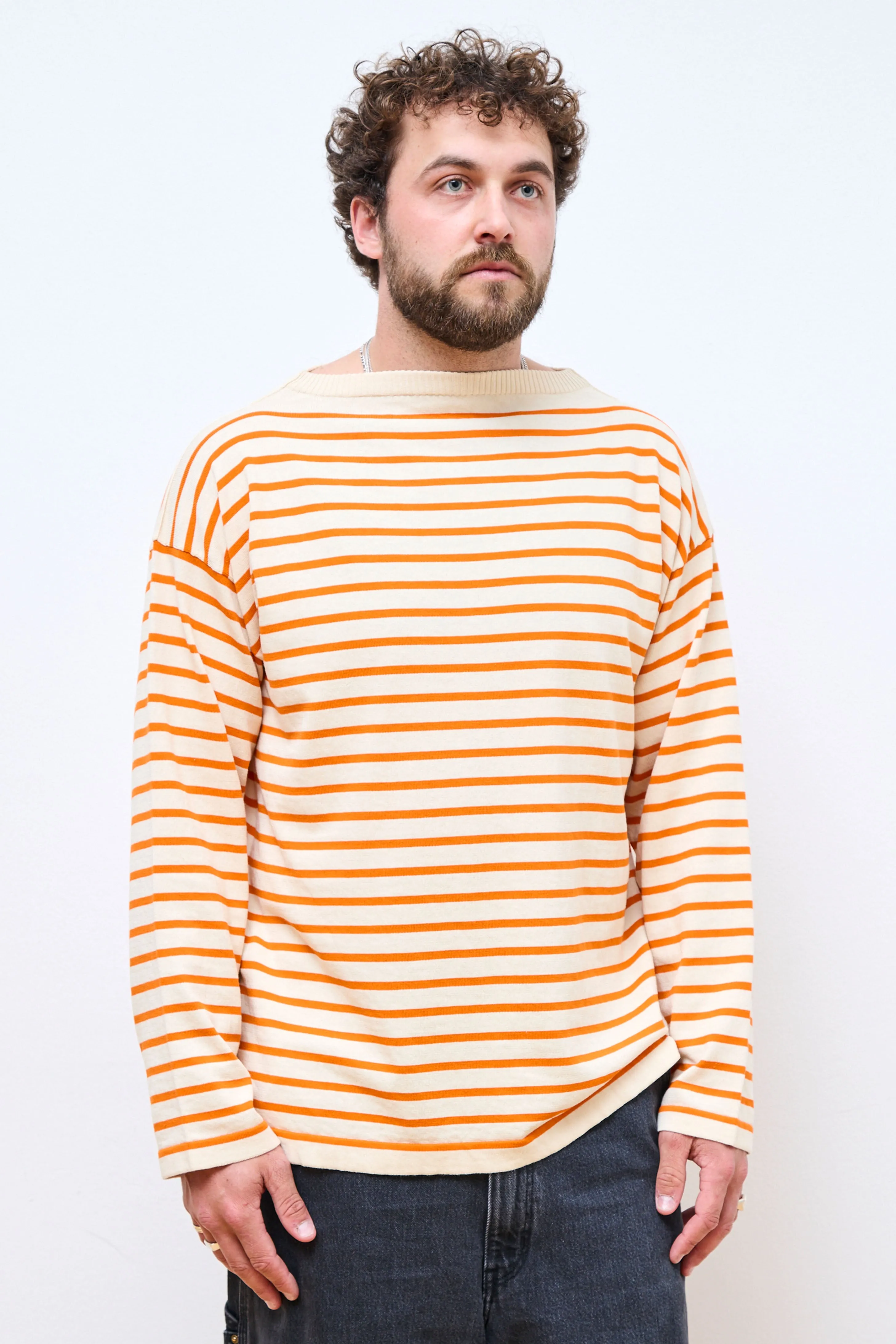 Boatsman Raw Cotton/Orange Stripe