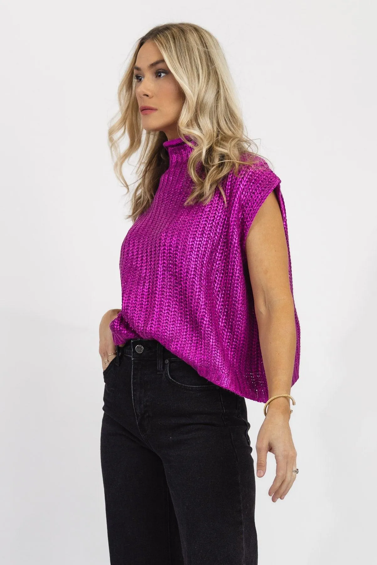 Bold Brilliance Metallic Foil Sweater - Final Sale