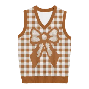 Brown Bow Knit Vest