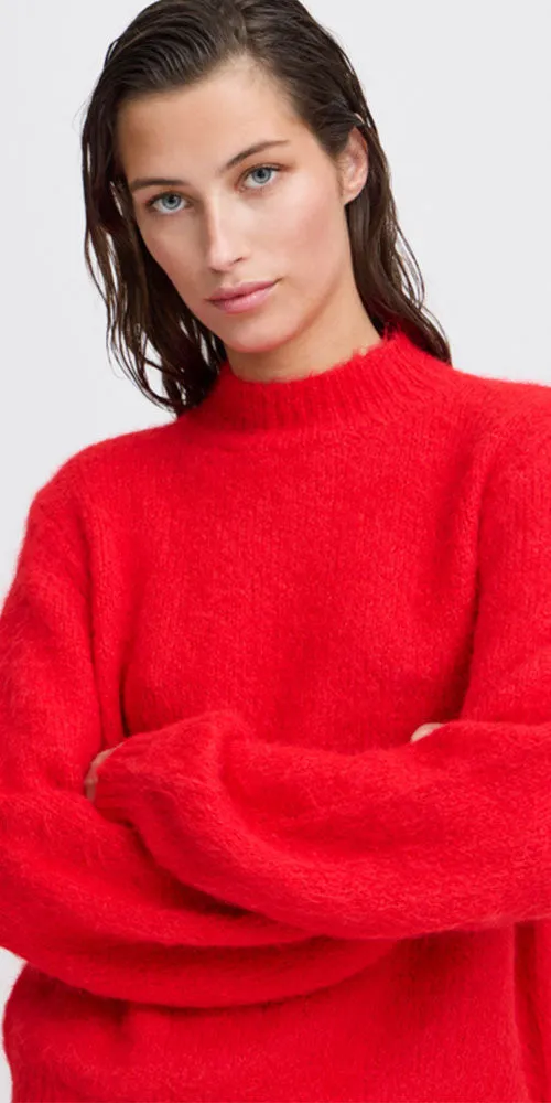 B.Young Mock Neck Sweater, red