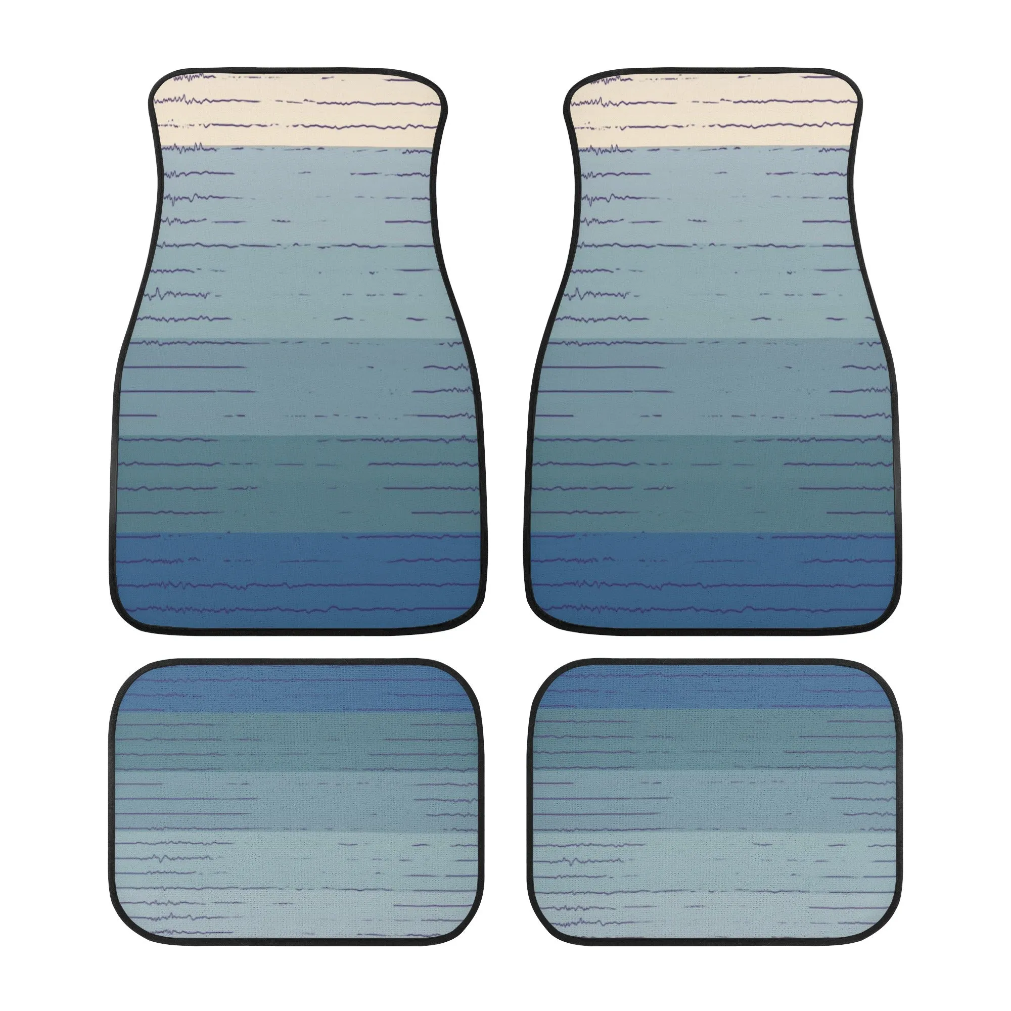 Car Floor Mats | Set of 4 | Universal size | All Weather proof | Affordable | Washable- Blue Sunset Gradient