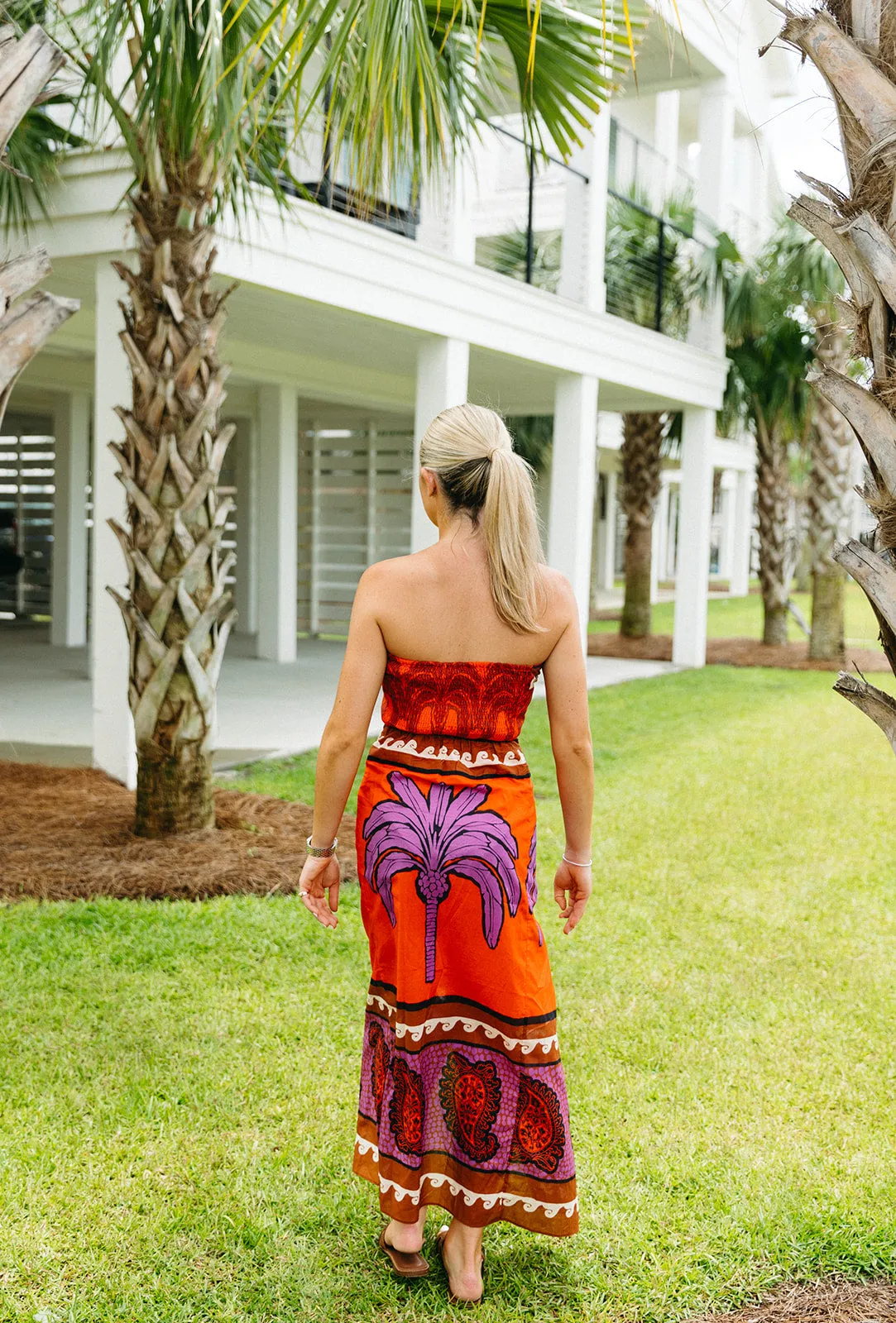 Caribbean Midi Dress - Orange/Multi