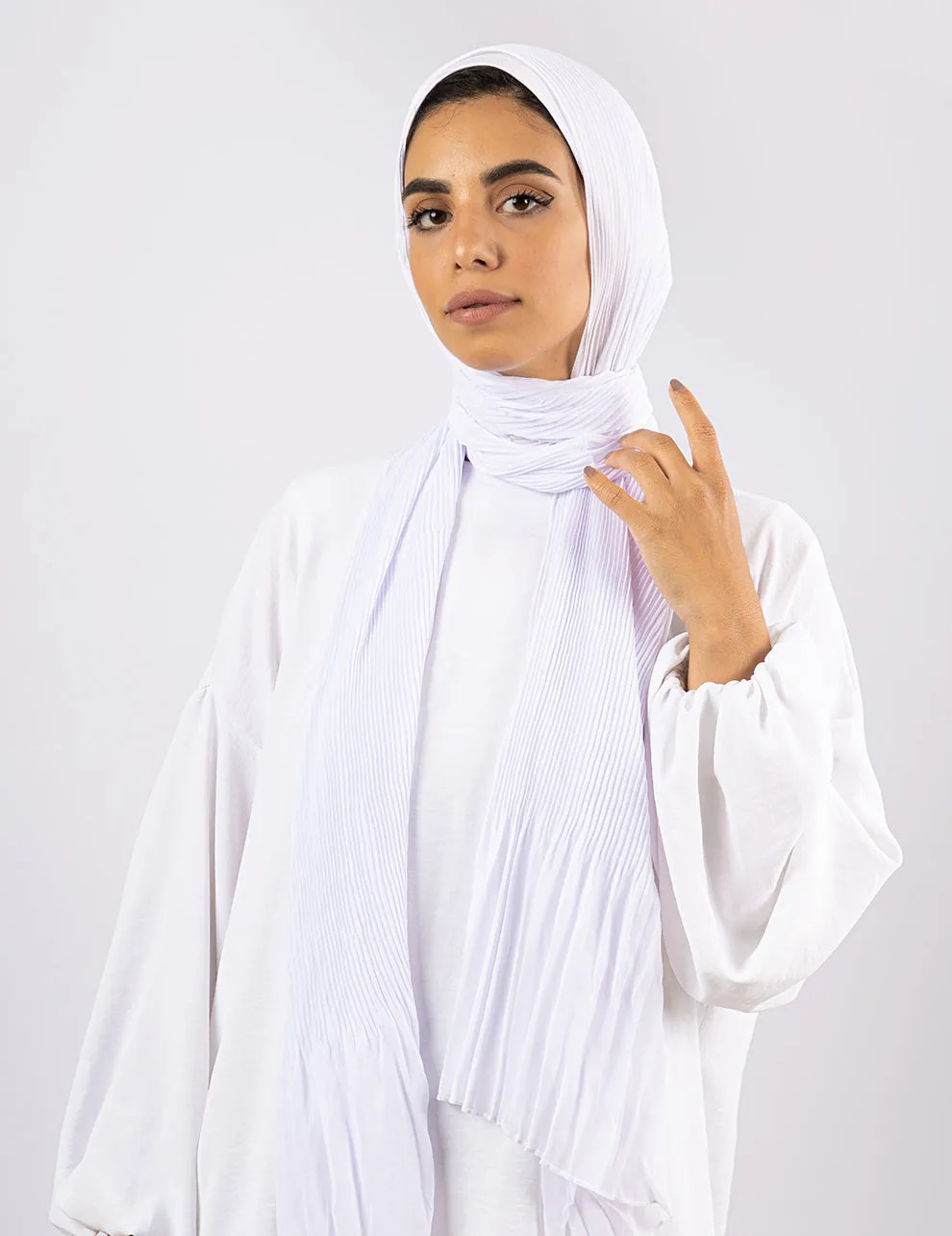 Cascade Pleat Hijab - Off White