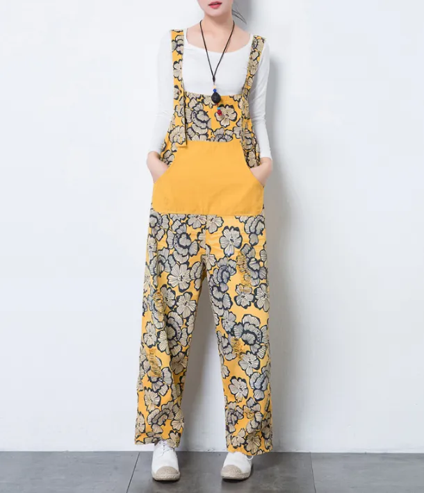 Casual Spring Summer Cotton Overall Loose  Women Jumpsuits QYCQ05163