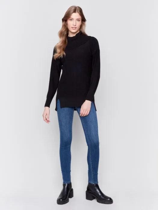 Charlie B C2659 Long Cowl Neck Sweater