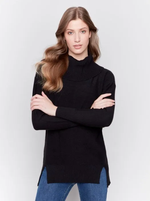 Charlie B C2659 Long Cowl Neck Sweater